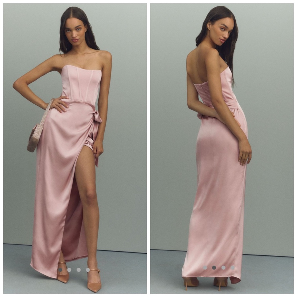 V Chapman June Corset Front Slit Gown Pink‎ Rose Dust Size 0 Strapless